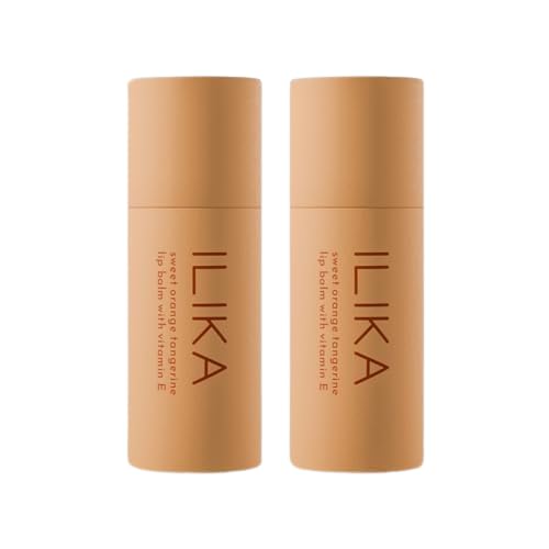 ILIKA 100% Natural Lip Balm - 2X Volume, Organic, Plastic-free, Vegan, Cruelty-Free, COSMOS Certified Organic, PETA Certified, Plant-Based, Biodegradable Tube, 2 Pack, Orange Tangerine - 0.3 Oz each