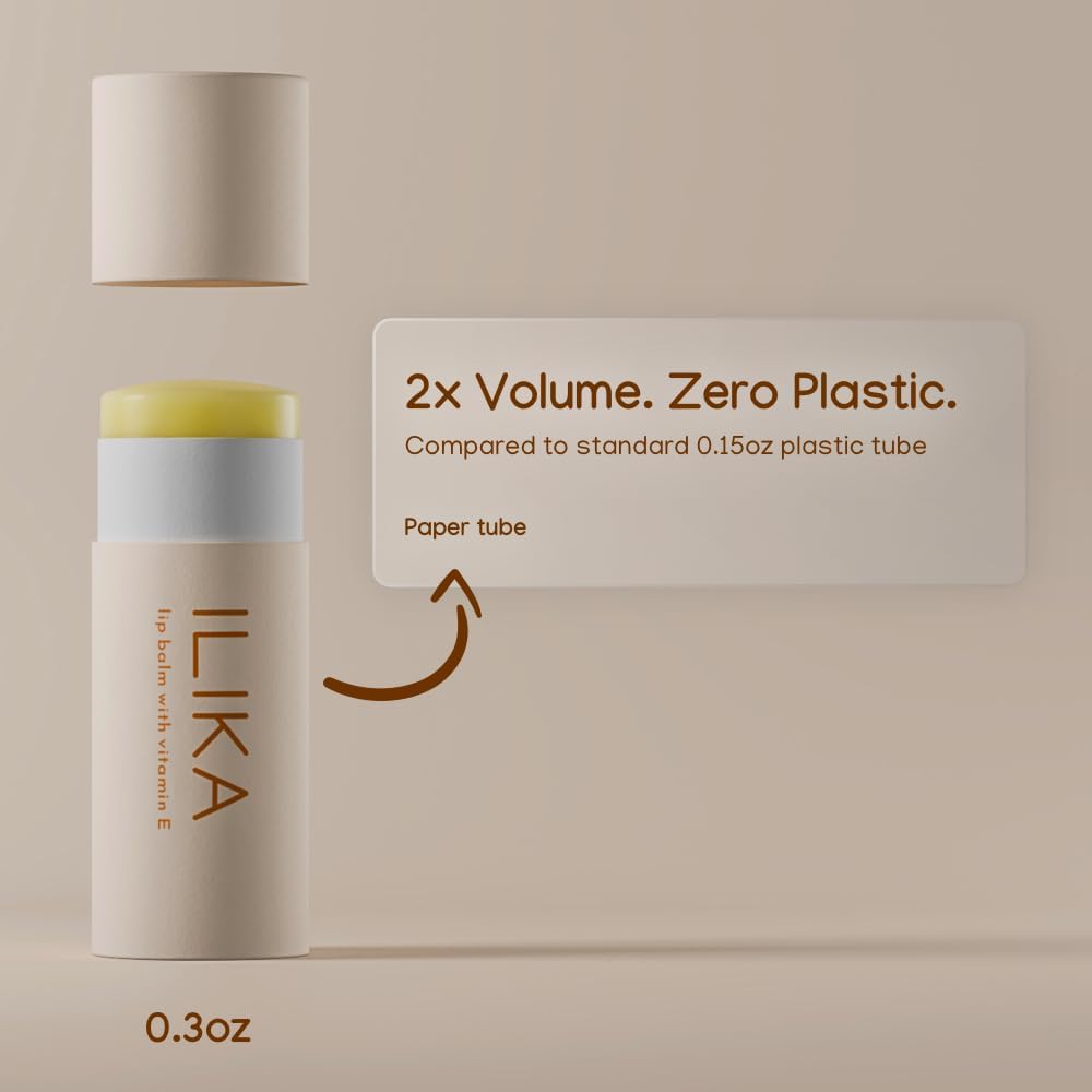 ILIKA 100% Natural Lip Balm - 2X Volume, Organic, Plastic-free, Vegan, Cruelty-Free, COSMOS Certified Organic, PETA Certified, Plant-Based, Biodegradable Tube, 2 Pack, Orange Tangerine - 0.3 Oz each
