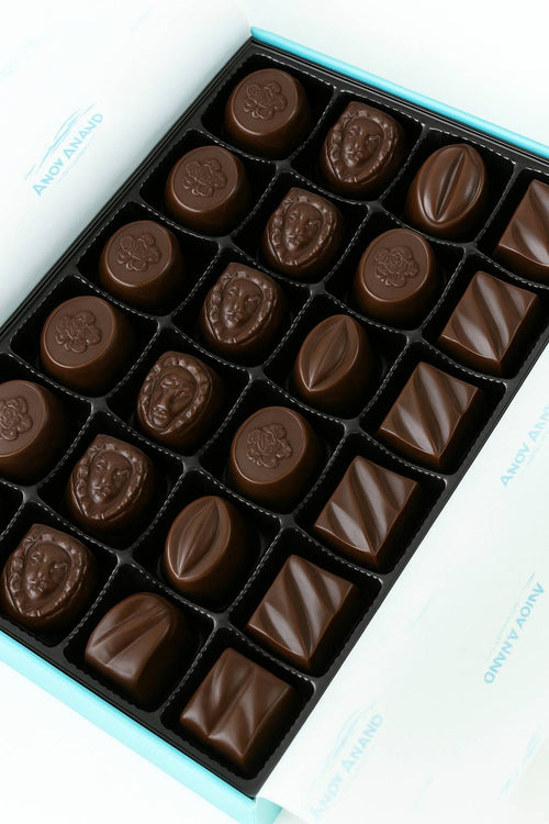 Andy Anand 24 pcs Sugar Free Vegan Dark Chocolate Truffles – 60% Chocolate (Cocoa Butter), Dairy Free, Soy Free, Sesame Free, Gift Boxed