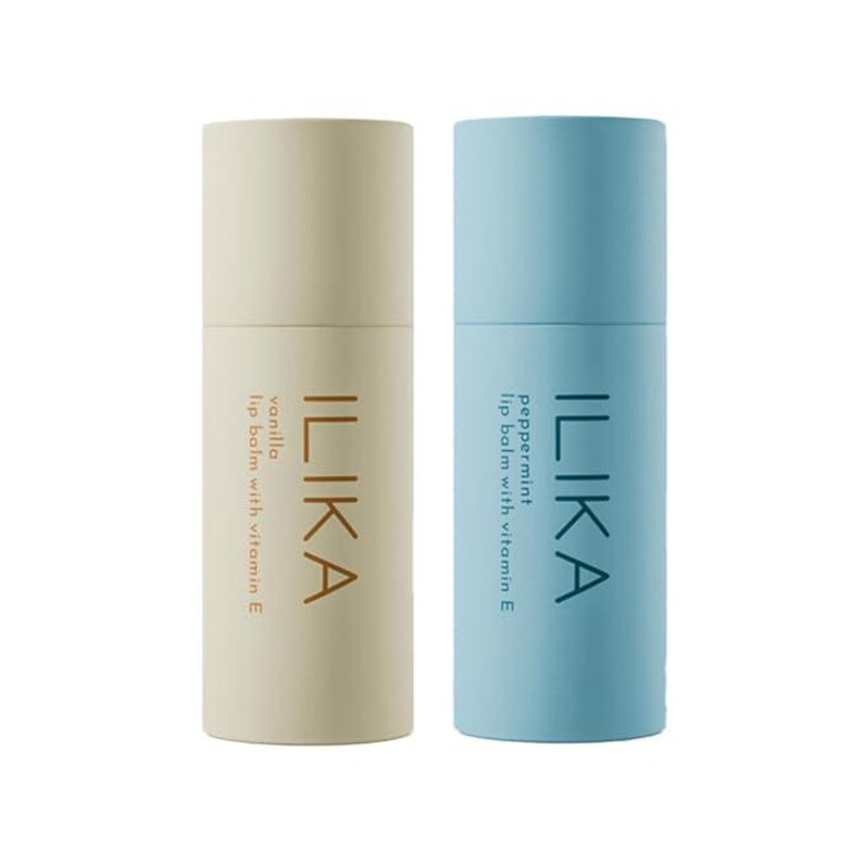 ILIKA 100% Natural Lip Balm - 2X Volume, Organic, COSMOS Certified Organic, PETA Certified, Plant-Based, Biodegradable Tube, 2 Pack - Unscented andVanilla & Peppermint - 0.3 oz each